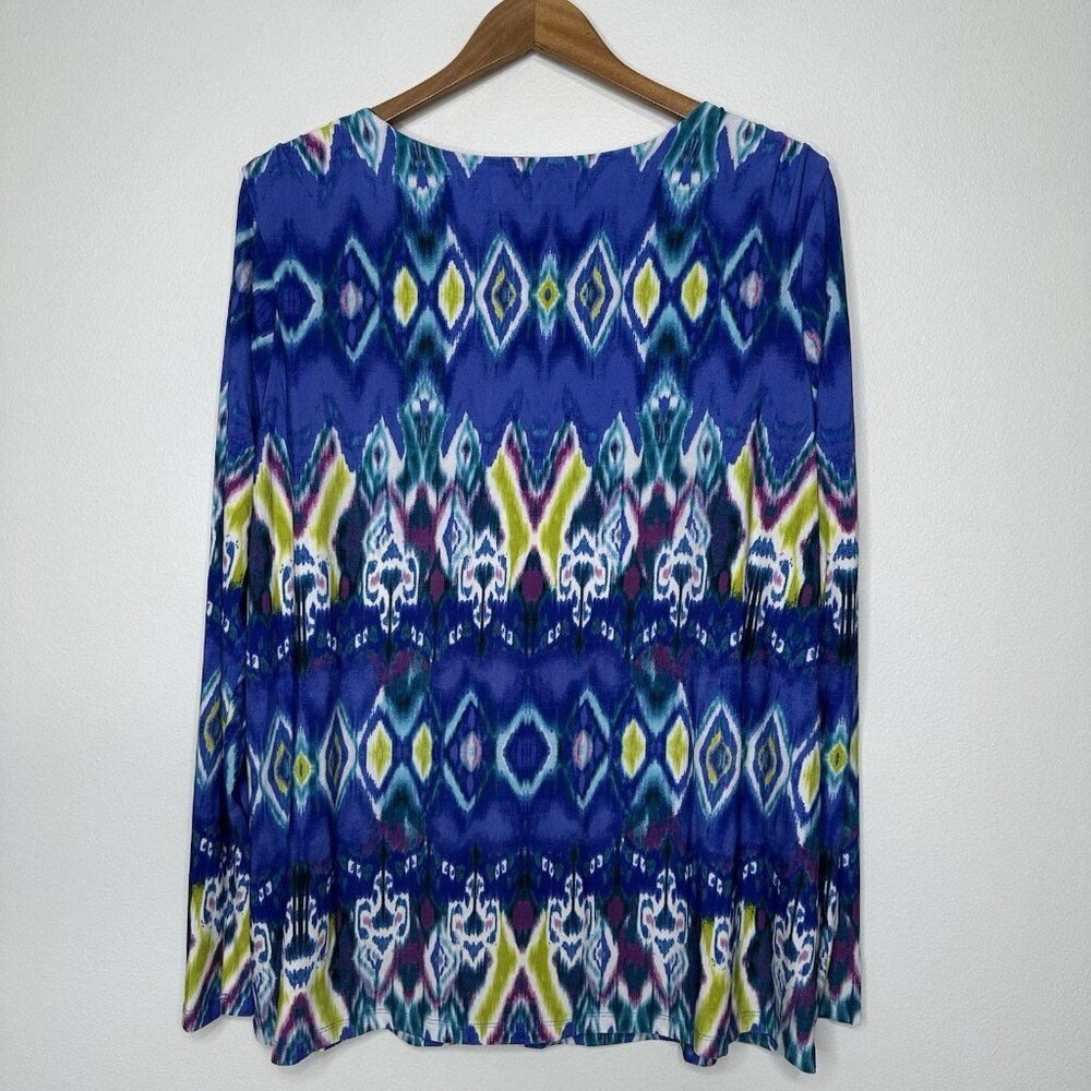 Jones New York Tunic Top 2X Blue Combo Ikat - Picture 2 of 13